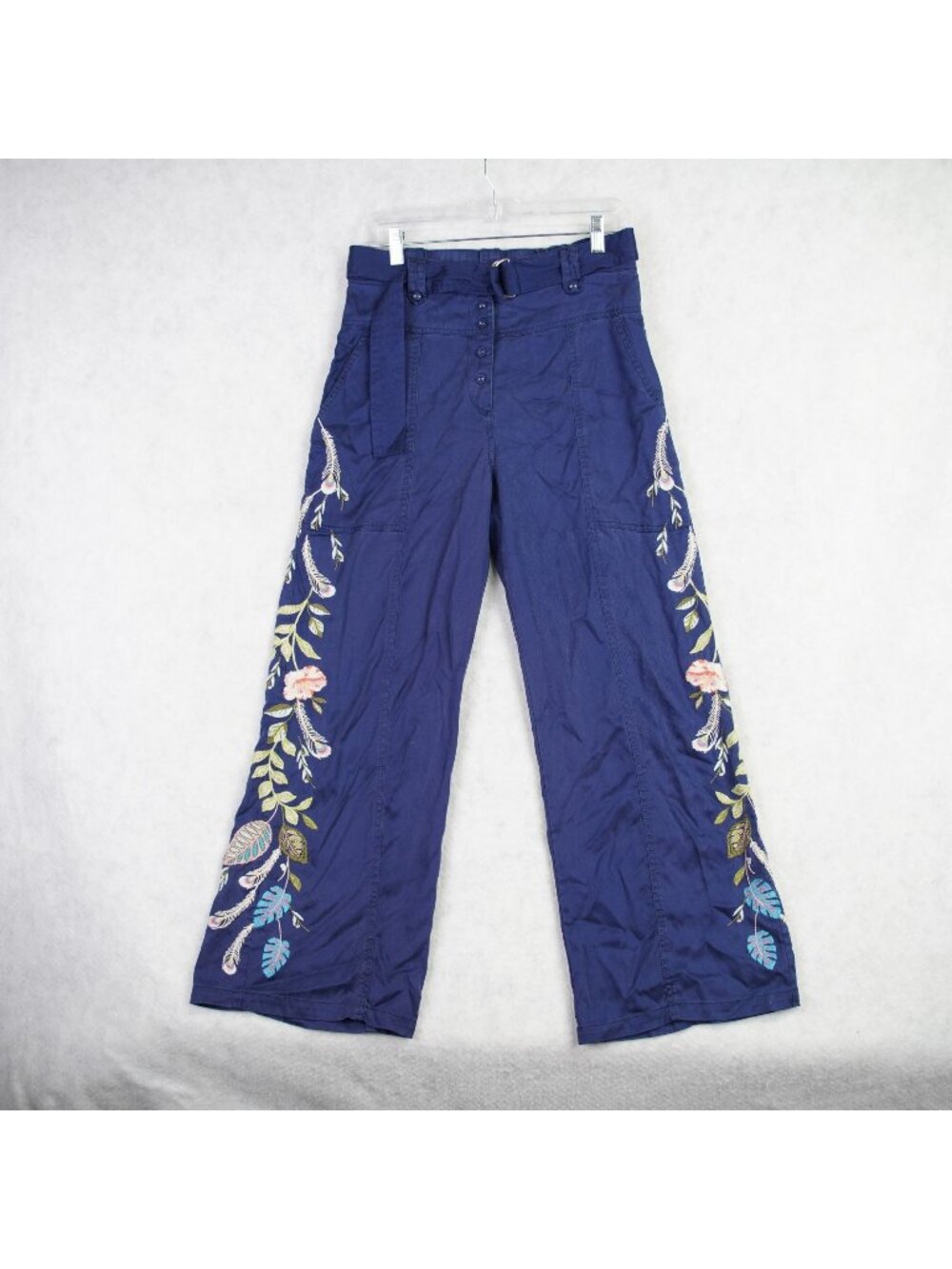 Johnny Was Workshop Womens Emika Belted Wide Leg Pant Embroidered Sz PS 28x28